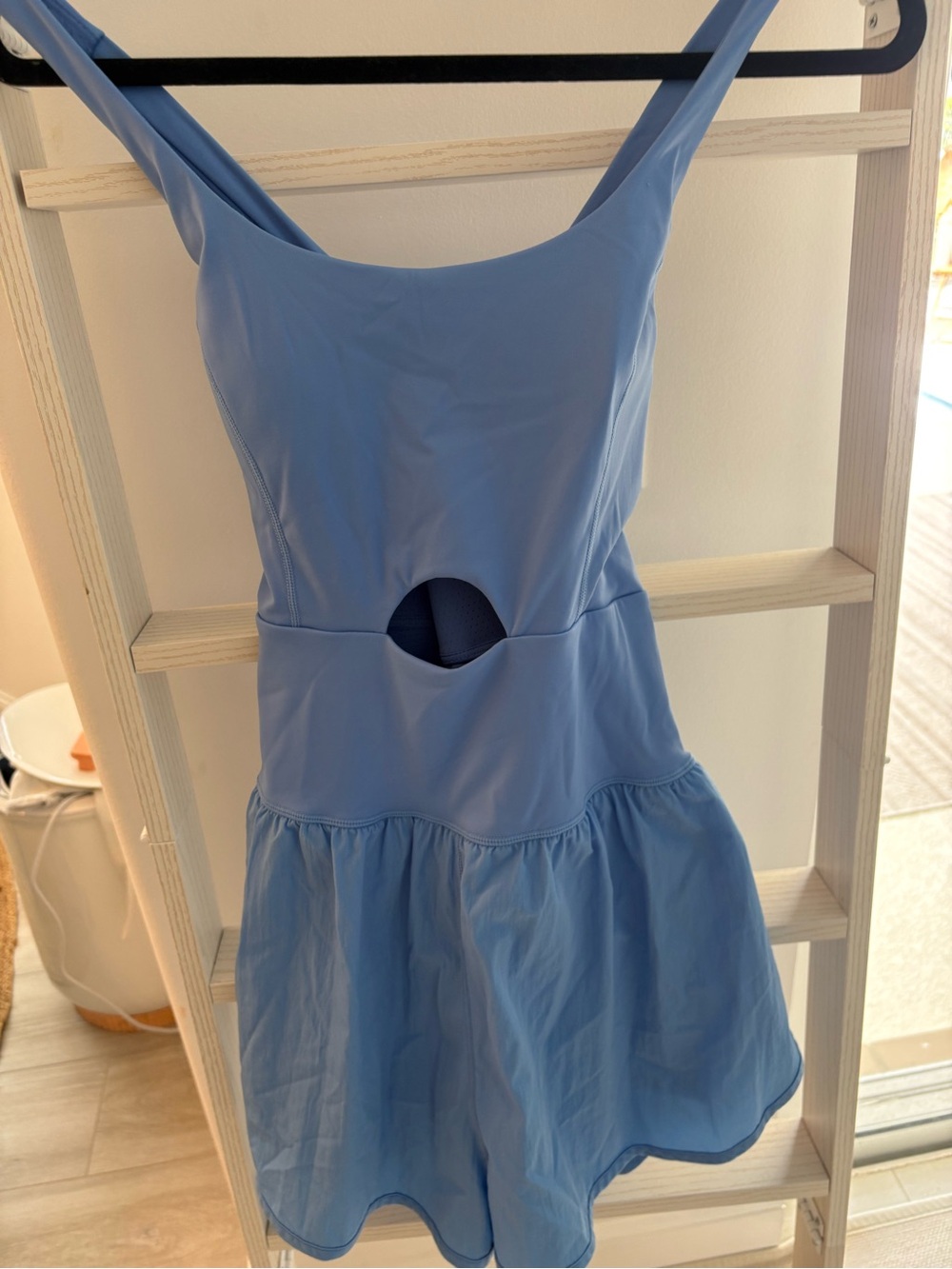 Light Blue Cutout athletic shorts romper